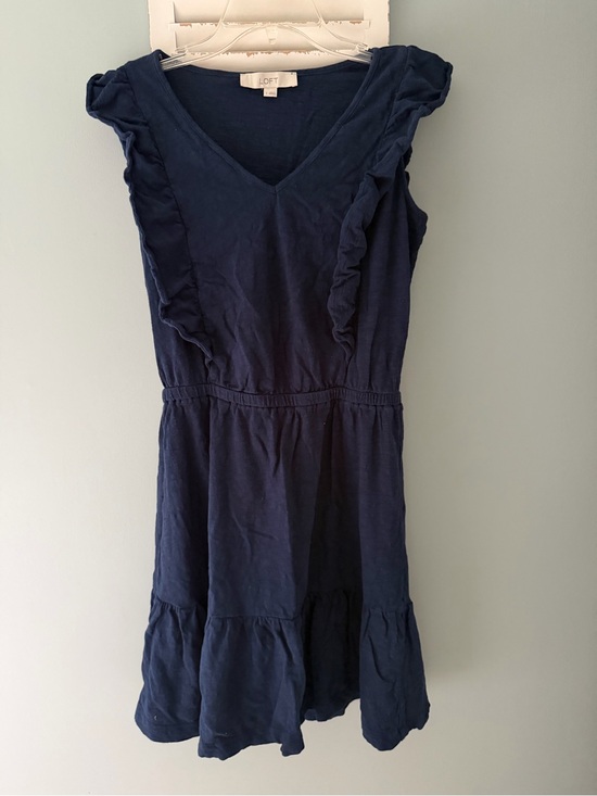 LOFT Dresses & Skirts - LOFT Navy Ruffle-Trim Mini Dress